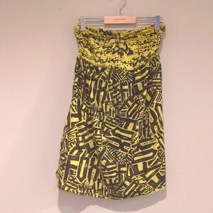 Small yellow paint splatter strapless Fox racing  strapless summer dress